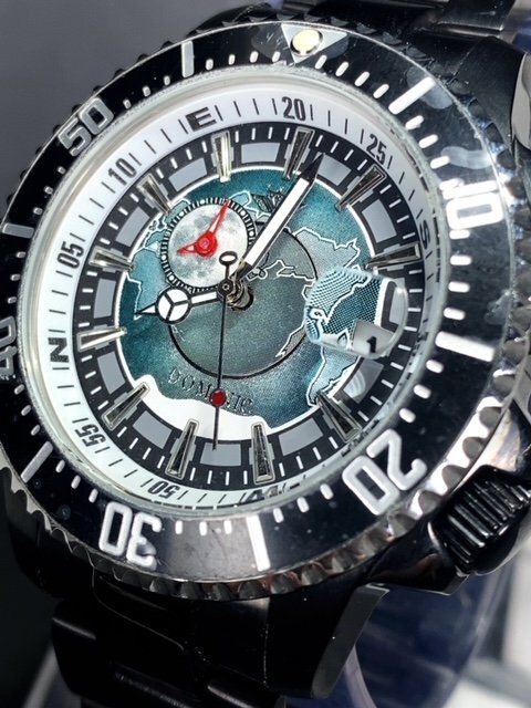 新品 正規品 ドミニク DOMINIC 自動巻き 腕時計 オートマティック カレンダー 防水 ステンレス アースギミック からくり時計 ブラック 地球_画像3