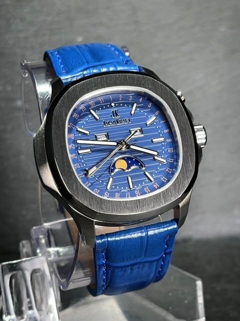  new goods JAPAN KRAFT Japan craft regular goods quarts wristwatch bijine Swatch sun & moon Japan Movement men's blue 