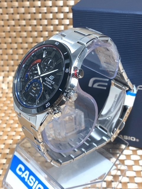  new goods CASIO Casio regular goods EDIFICE Edifice wristwatch 10 atmospheric pressure waterproof solar calendar chronograph stainless steel analogue present 