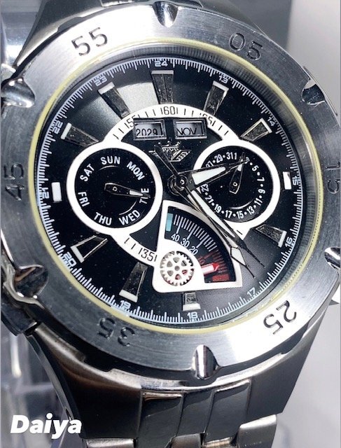 新品 正規品 ドミニク DOMINIC 機械式 自動巻き 腕時計 オートマティック カレンダー 防水 ステンレス からくり時計 ブラック プレゼント_画像1