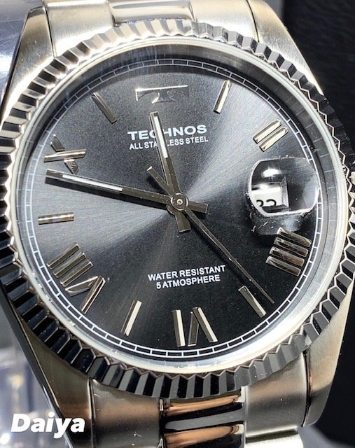 新品 TECHNOS テクノス 腕時計 正規品 アナログ腕時計 クオーツ ステンレス カレンダー 日常生活防水 ビジネス ブラック メンズ プレゼント_画像1