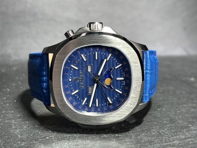 新品 JAPAN KRAFT ジャパンクラフト 正規品 クオーツ 腕時計 ビジネスウォッチ サン＆ムーン ジャパンムーブメント メンズ ブルーの画像7