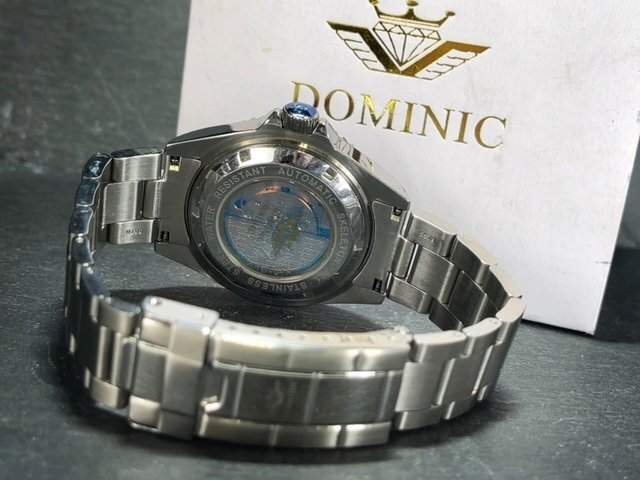 新品 正規品 ドミニク DOMINIC シーマリーナ 自動巻き 腕時計 オートマティック ステンレス カレンダー リミテッドエディション ブラックの画像7