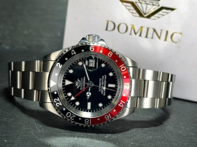 新品 正規品 ドミニク DOMINIC シーマリーナ 自動巻き 腕時計 オートマティック ステンレス カレンダー リミテッドエディション ブラックの画像6