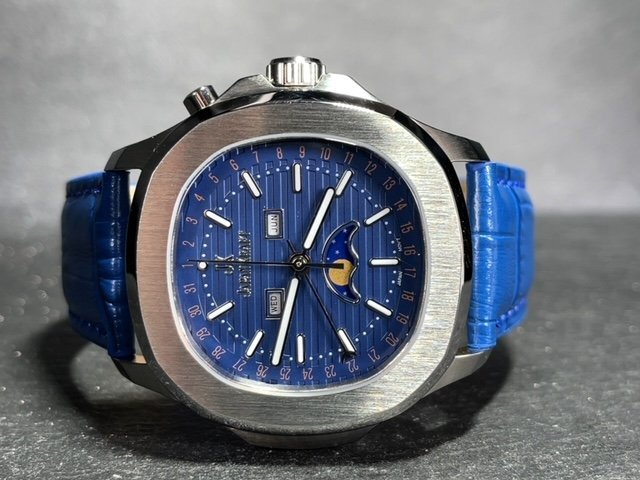 新品 JAPAN KRAFT ジャパンクラフト 正規品 クオーツ 腕時計 ビジネスウォッチ サン＆ムーン ジャパンムーブメント メンズ ブルーの画像5