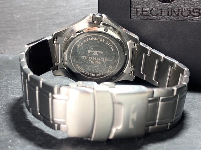 新品 TECHNOS テクノス 腕時計 正規品 アナログ腕時計 クオーツ カレンダー 10気圧防水 ステンレス シンプル ブラック シルバー メンズの画像8