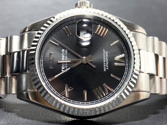 新品 TECHNOS テクノス 腕時計 正規品 アナログ腕時計 クオーツ ステンレス カレンダー 日常生活防水 ビジネス ブラック メンズ プレゼントの画像5