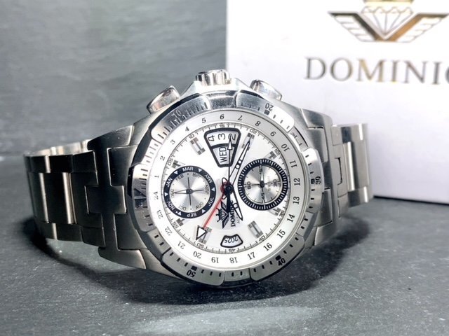 新品 正規品 ドミニク DOMINIC 自動巻き 腕時計 オートマティック カレンダー 防水 ステンレス シルバー ホワイト ビジネス プレゼントの画像7