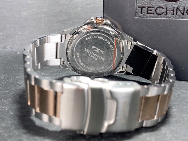  new goods Tecnos TECHNOS regular goods wristwatch analogue wristwatch quarts stainless steel 3 atmospheric pressure waterproof calendar pink gold black present 