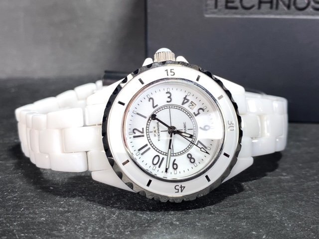  новый товар Tecnos TECHNOS стандартный товар наручные часы аналог наручные часы кварц керамика 3 атмосферное давление водонепроницаемый календарь 3 стрелки бизнес белый подарок 