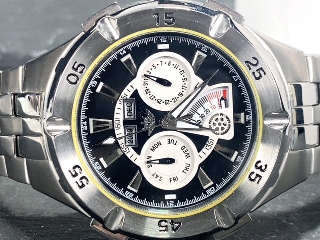 新品 正規品 ドミニク DOMINIC 機械式 自動巻き 腕時計 オートマティック カレンダー 防水 ステンレス からくり時計 ブラック ホワイト_画像6