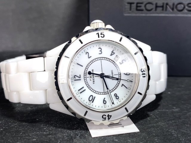  новый товар Tecnos TECHNOS стандартный товар наручные часы аналог наручные часы кварц керамика водонепроницаемый календарь простой бизнес белый подарок 