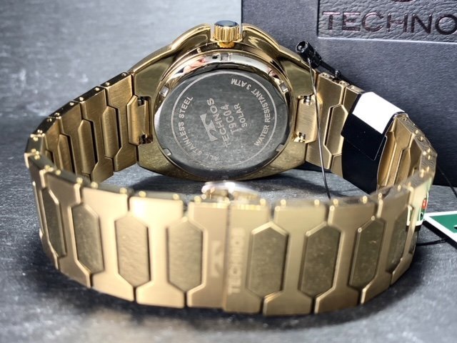 новый товар Tecnos TECHNOS стандартный товар наручные часы аналог наручные часы солнечный нержавеющая сталь 3 атмосферное давление водонепроницаемый календарь Gold черный мужской подарок 