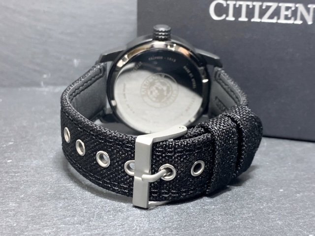 新品 腕時計 正規品 シチズン CITIZEN Eco-Drive エコドライブ 電池交換不要 アナログ カレンダー キャンバスベルト 防水 オールブラック_画像7