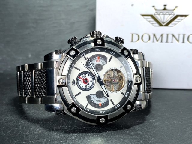 新品 正規品 ドミニク DOMINIC 自動巻き 手巻き 腕時計 オートマティック カレンダー 5気圧防水 ステンレス シルバー メンズ プレゼント_画像7