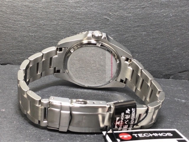  новый товар TECHNOS Tecnos стандартный товар наручные часы серебряный черный хронограф весь из нержавеющей стали отсутствует аналог наручные часы многофункциональный наручные часы водонепроницаемый подарок 
