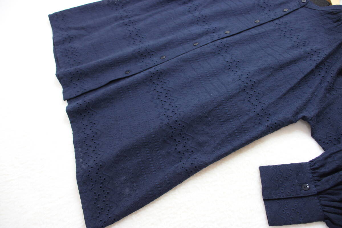 5-253 new goods embroidery lace bra light navy F size 