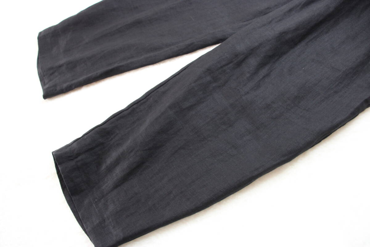4-1110 new goods waist rubber linen pants black F size 