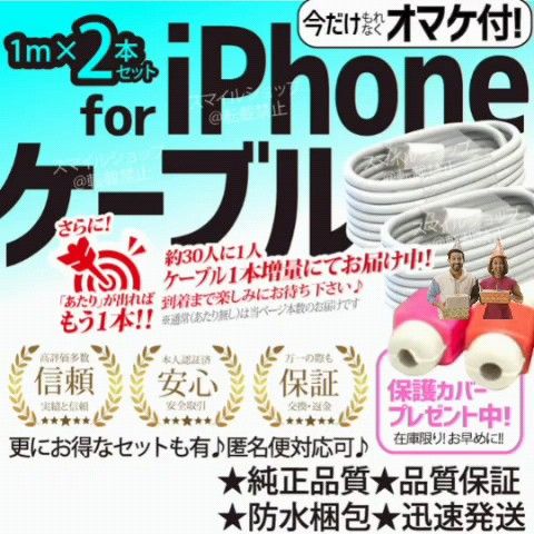 アップルApple純正同等品 iPhone 1m USBライトニングケーブル TypeA タイプA おまけ付 USB充電ケーブル