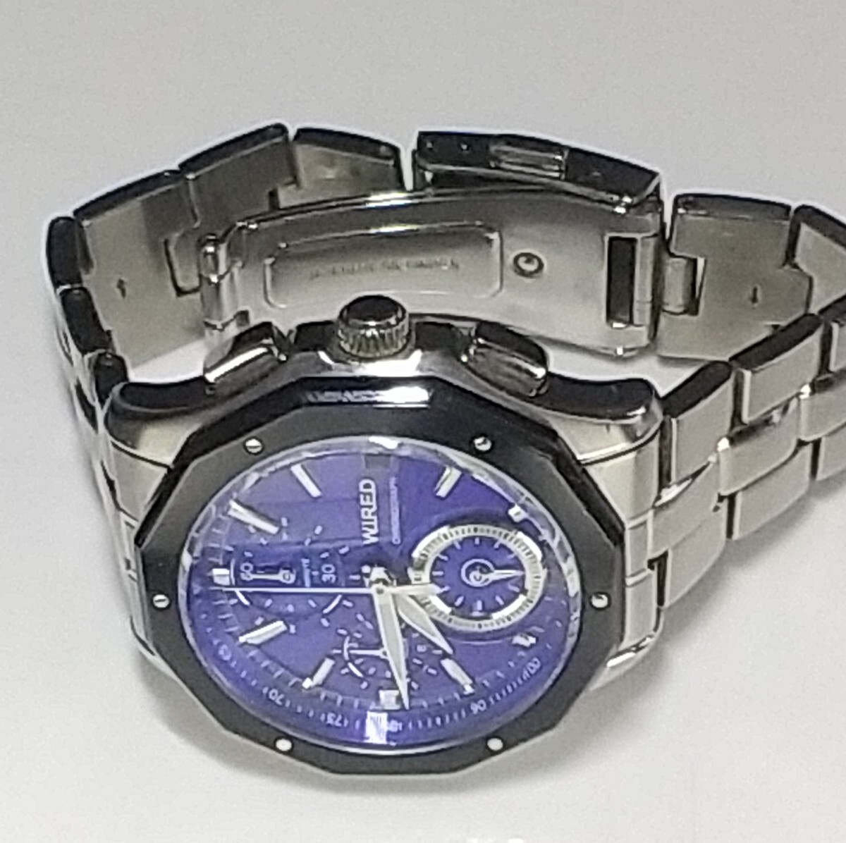 腕時計 SEIKO WIRED CHRONOGRAPH 10BAR VK67-K018 ブルー盤 純正バンド 電池交換済_画像2