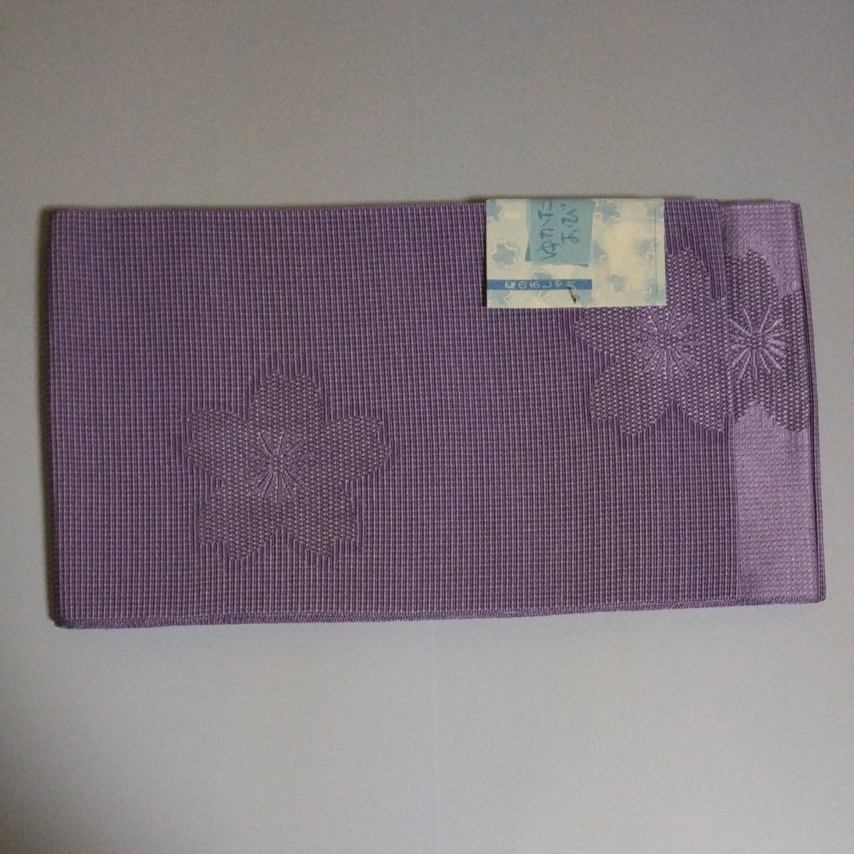 ゆかた用　半巾帯　紫色　桜柄