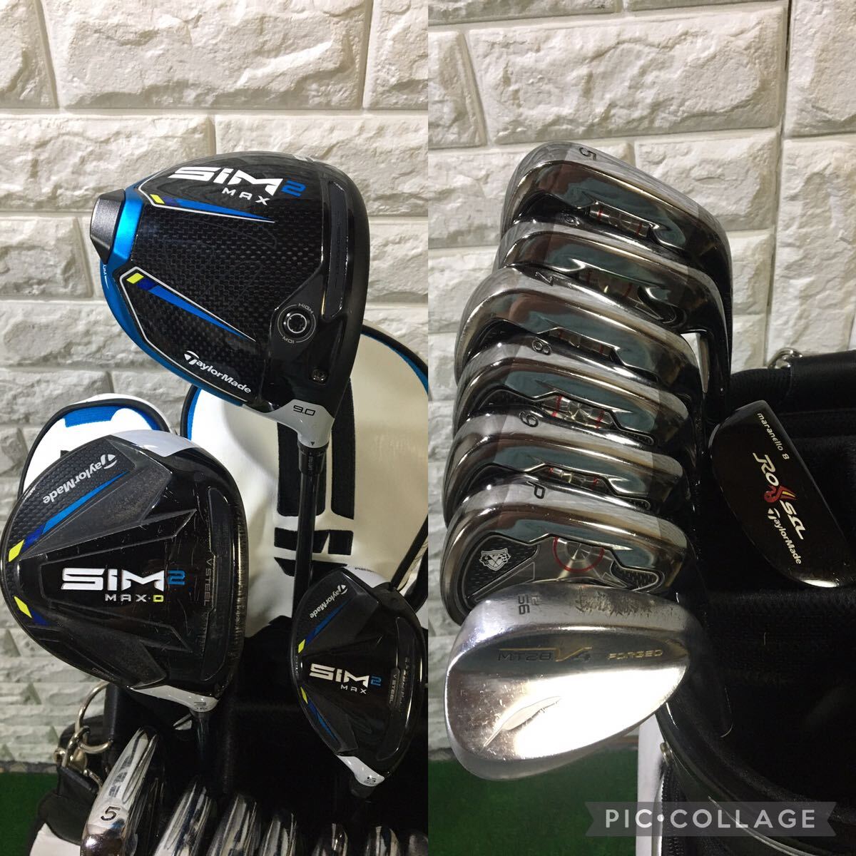 超豪華☆男性用☆Taylormade(テーラーメイド)SIM2(シム2)等ゴルフクラブセット☆テーラーメイドキャディバッグ付(ネームプレート付)の画像2