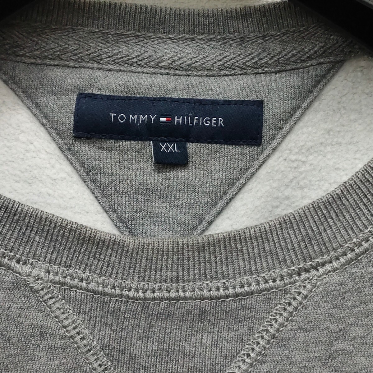 【美品】TOMMY HILFIGER /トミーヒルフィガー メンズ スウェットトレーナー 大きいXXLサイズ 裏起毛 ダークグレー I-3877の画像3