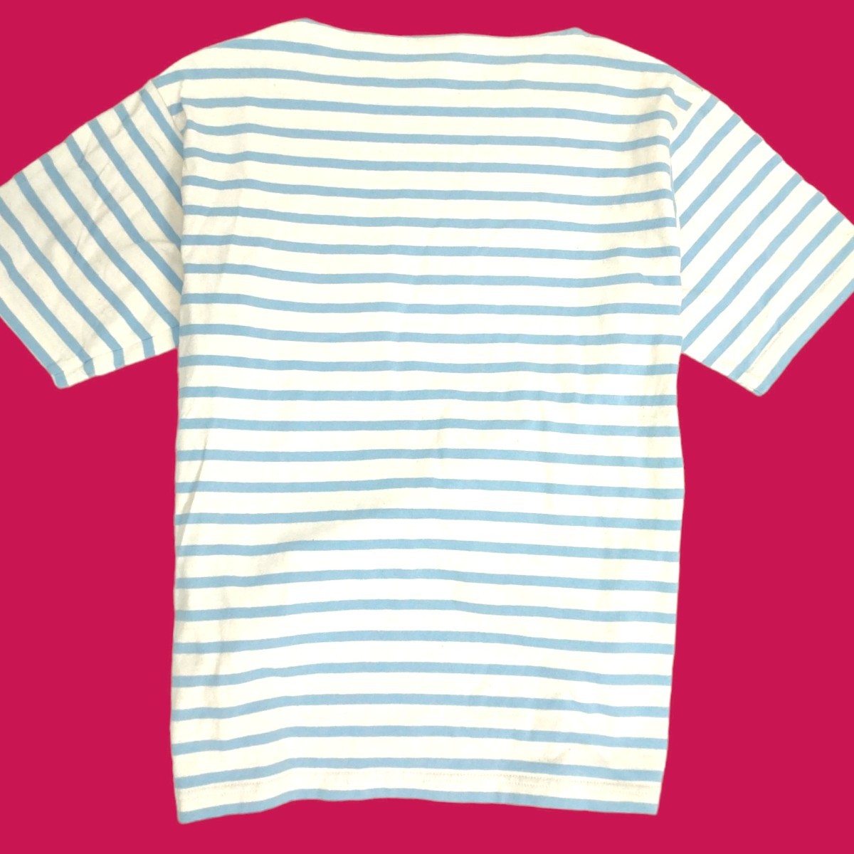 ORCIVAL / オーシバル レディース バスクシャツ ボートネック 半袖Tシャツ 2サイズ コットン100% 白×水色 フランス製 I-2912_画像5