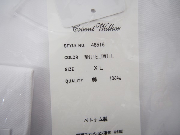 新品■COVENT WALKER コベントウォーカー メンズ 長袖カッターシャツ XL ホワイト 綿100% ビジネスシャツ_画像4