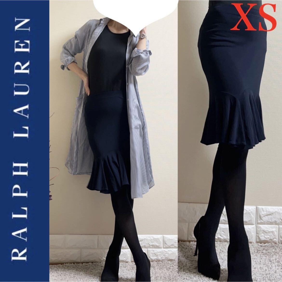 RALPH LAUREN ラルフローレン　ストレッチ　スカート　濃紺　XS_画像1
