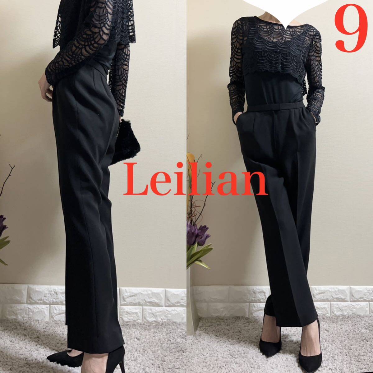  ultimate beautiful goods!Leilian Leilian beautiful legs center Press tapered pants black 9