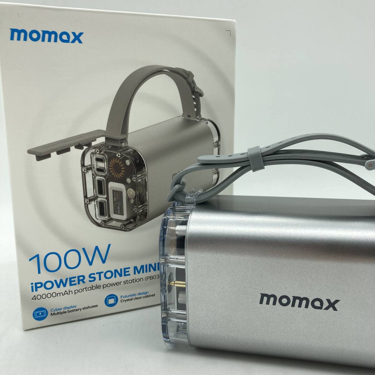 【通電確認済】Momax Power Stone Mini アウトドア パワーステーション 40000mAh PB03S (シルバー) /Y21482-A2_画像1