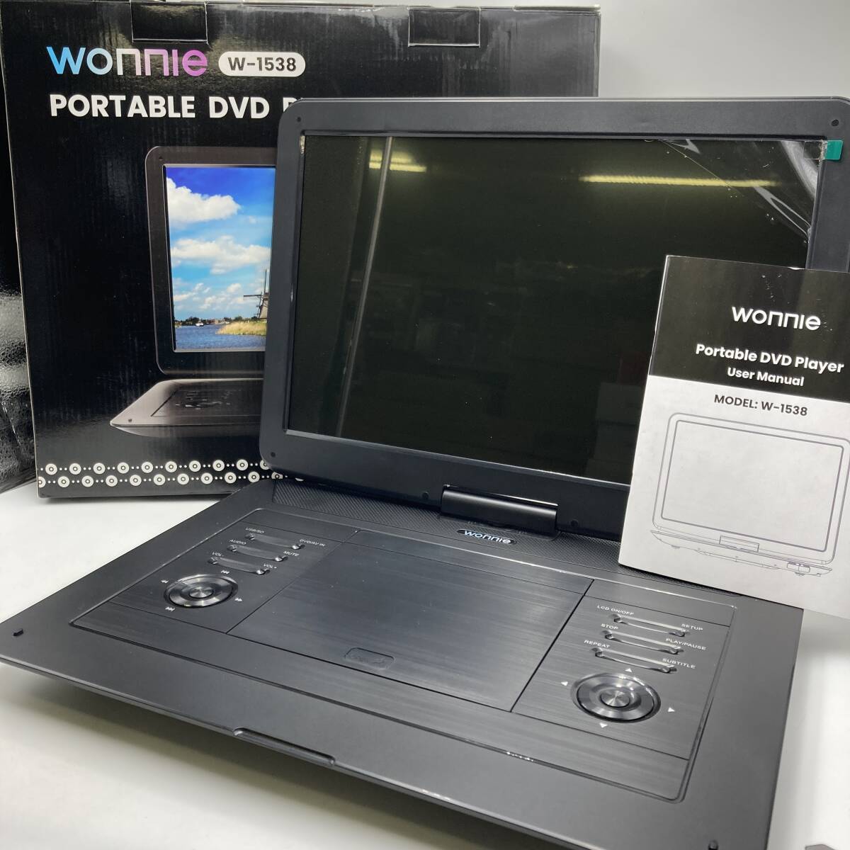 【通電確認済】 WONNIE ポータブルdvdプレーヤー 17.9型 15.4インチ大画面 6時間連続再生 CPRM対応 1280*800/Y21717-A1_画像1