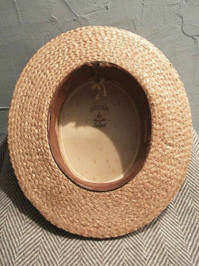 30s Vintage stetson boater hat 1/8 57cm ヴィンテージ ステットソン ボーターハット カンカン帽 ストライプ ストロー 麦わら帽子 50s 40s_画像7