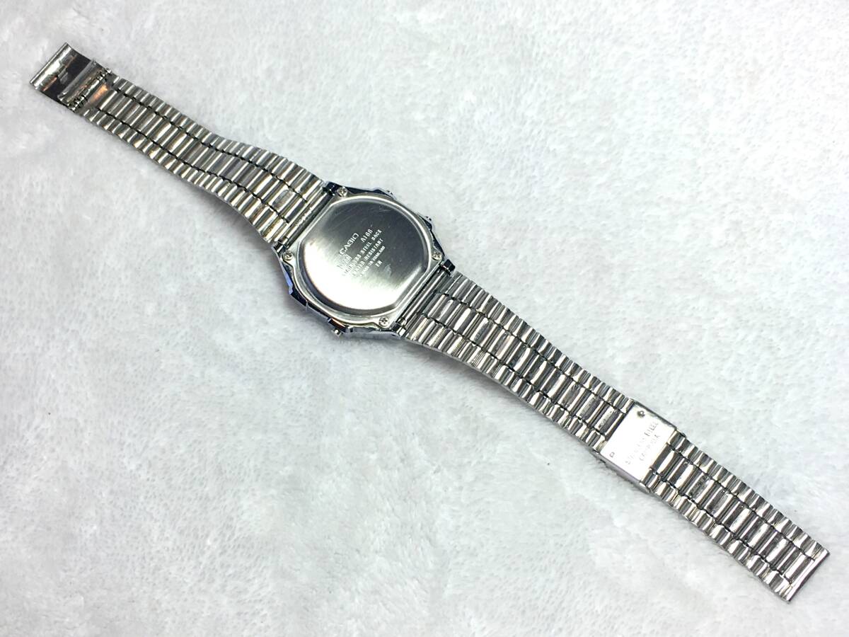 CASIO デジタル 腕時計 A168 シルバー メタルベルト ELバックライト 稼動 中古 チープカシオ チプカシ スタンダード シンプル_画像3