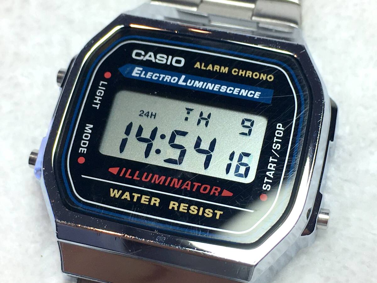 CASIO デジタル 腕時計 A168 シルバー メタルベルト ELバックライト 稼動 中古 チープカシオ チプカシ スタンダード シンプル_画像8