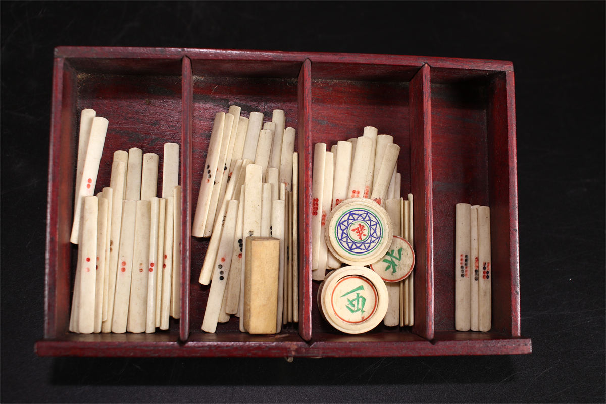 [ preeminence ]YA961 Tang thing . made . bamboo mah-jong mahjong high class karaki box attaching beautiful goods!z