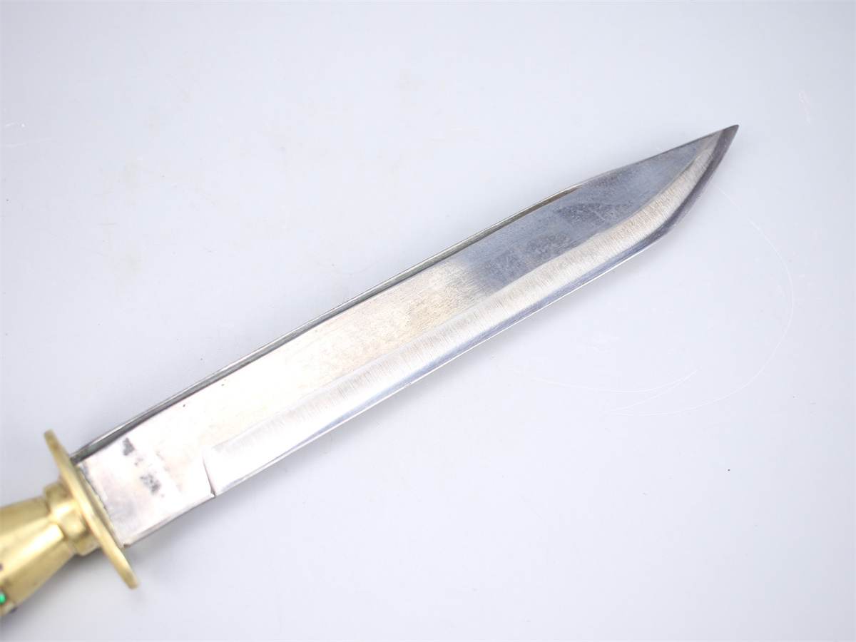 【秀】WA448 時代 真鍮柄 狩猟刀 ナイフ 宝石の落としあり 美品！ｒ_画像7