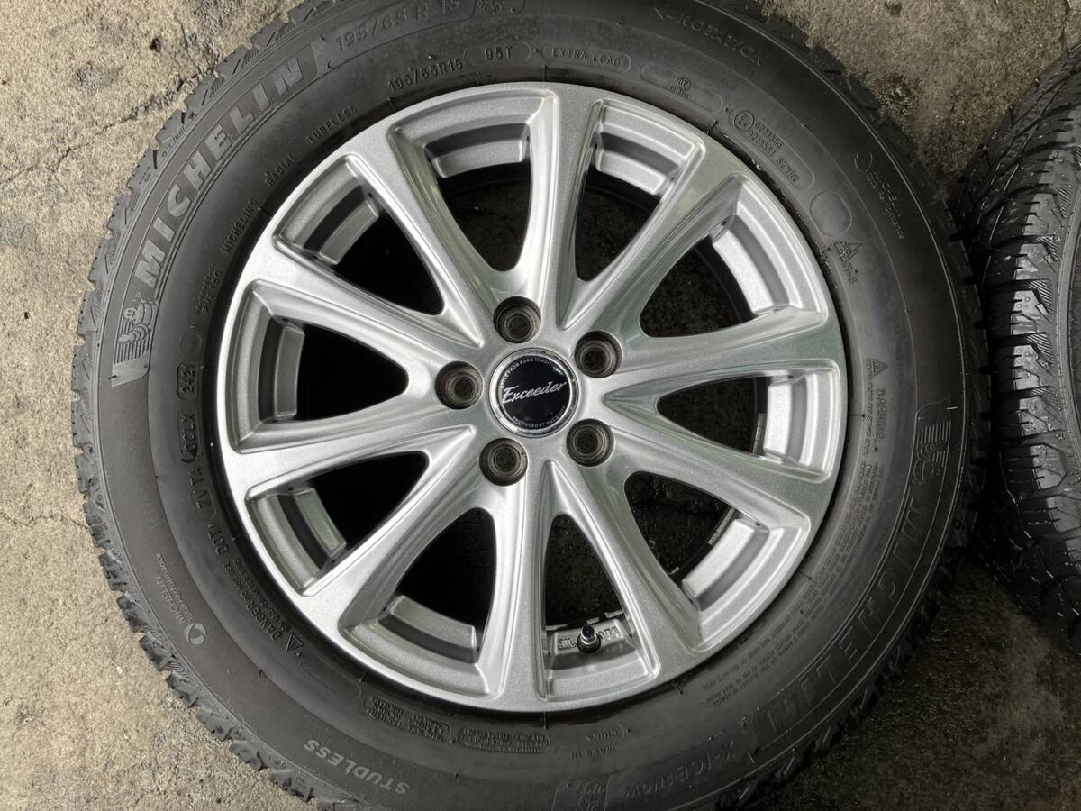 北海道発 手渡し可能 MICHELIN　X-ICE SNOW　195/65R15　8.5分山 エクシーダ ホイール　4本　プリウス WISH アリオン_画像5