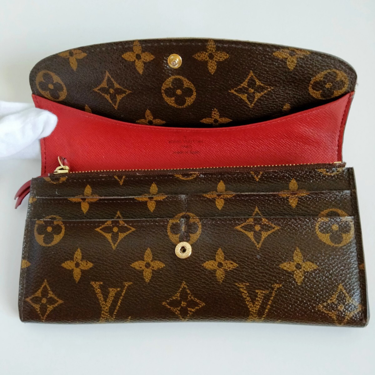 LOUIS VUITTON ルイヴィトン 長財布 財布 モノグラム ポルトフォイユ エミリー ボックス付 ギャランティーカード 軽量 軽い 赤 レッド_画像5