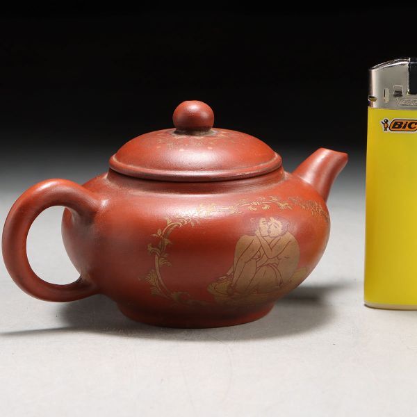 Y921. China . tea utensils [. cheap sequence made ]. mud gold paint shunga small teapot purple sand ./ ceramics ceramic art tea utensils tea note tea "hu" pot 