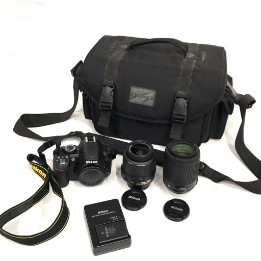 1円 Nikon D3100 AF-S DX NIKKOR 55-200mm 1:4-5.6G ED 18-55mm 1:3.5-5.6G デジタル一眼レフカメラ レンズ_画像1
