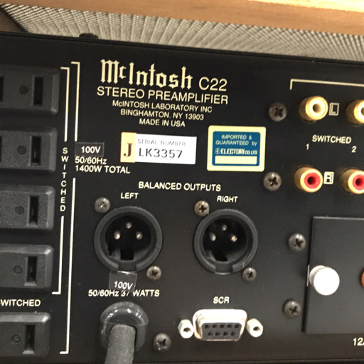McIntosh C22 真空管/管球式プリアンプ オーディオ機器 通電確認済みの画像7