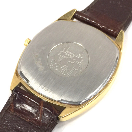 オメガ デビル クォーツ 1337 デイト 腕時計 ゴールドカラー文字盤 ジャンク品 メンズ 社外ベルト OMEGA QR052-174の画像2