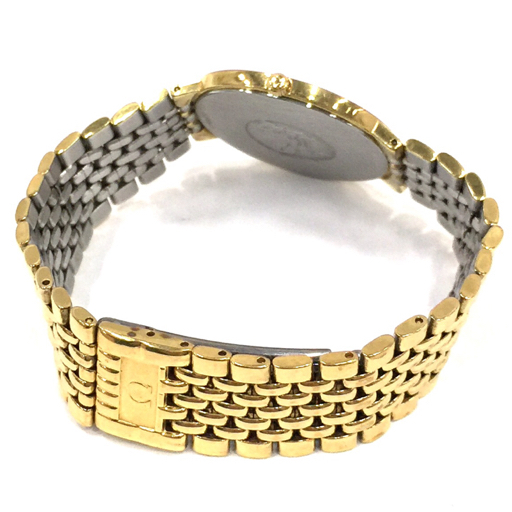 オメガ デビル クォーツ 腕時計 メンズ ラウンドフェイス ゴールドカラー文字盤 純正ブレス OMEGA QR052-266_画像5