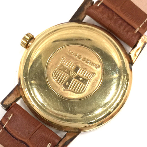 セイコー キングセイコー 手巻き 機械式 腕時計 メンズ ゴールドカラー文字盤 稼働品 社外ベルト QR052-251の画像2