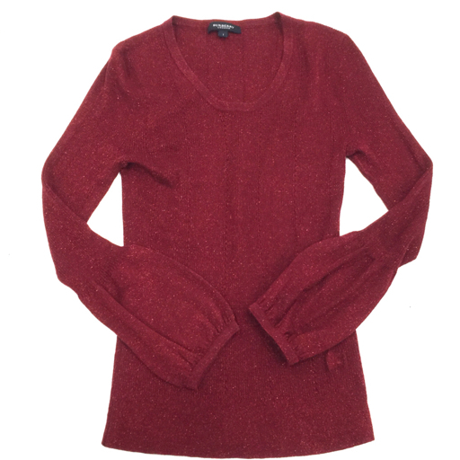  Burberry размер 1 длинный рукав вязаный свитер шелк . tops женский бордо серия BURBERRY