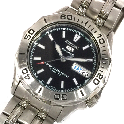 セイコー 5 スポーツ デイデイト 自動巻 オートマチック 腕時計 7S26-01G0 メンズ 黒文字盤 純正ブレス QR052-282の画像1