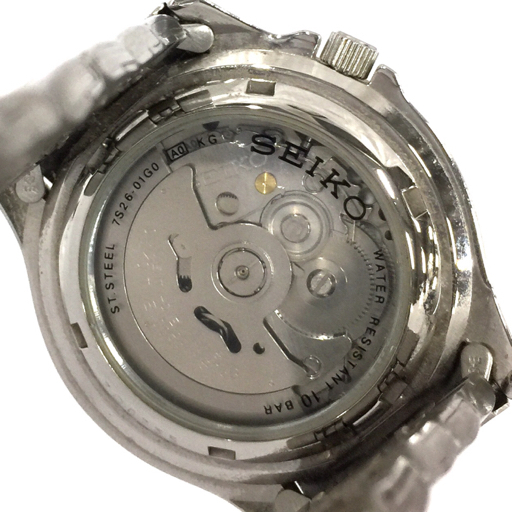 セイコー 5 スポーツ デイデイト 自動巻 オートマチック 腕時計 7S26-01G0 メンズ 黒文字盤 純正ブレス QR052-282の画像2