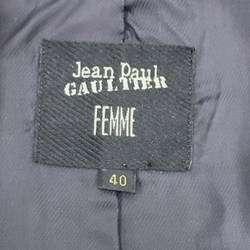 ゴルチェ サイズ40 長袖 レザー ジャケット フロントボタン レディース ブラック Jean Paul Gaultier QR052-384の画像4